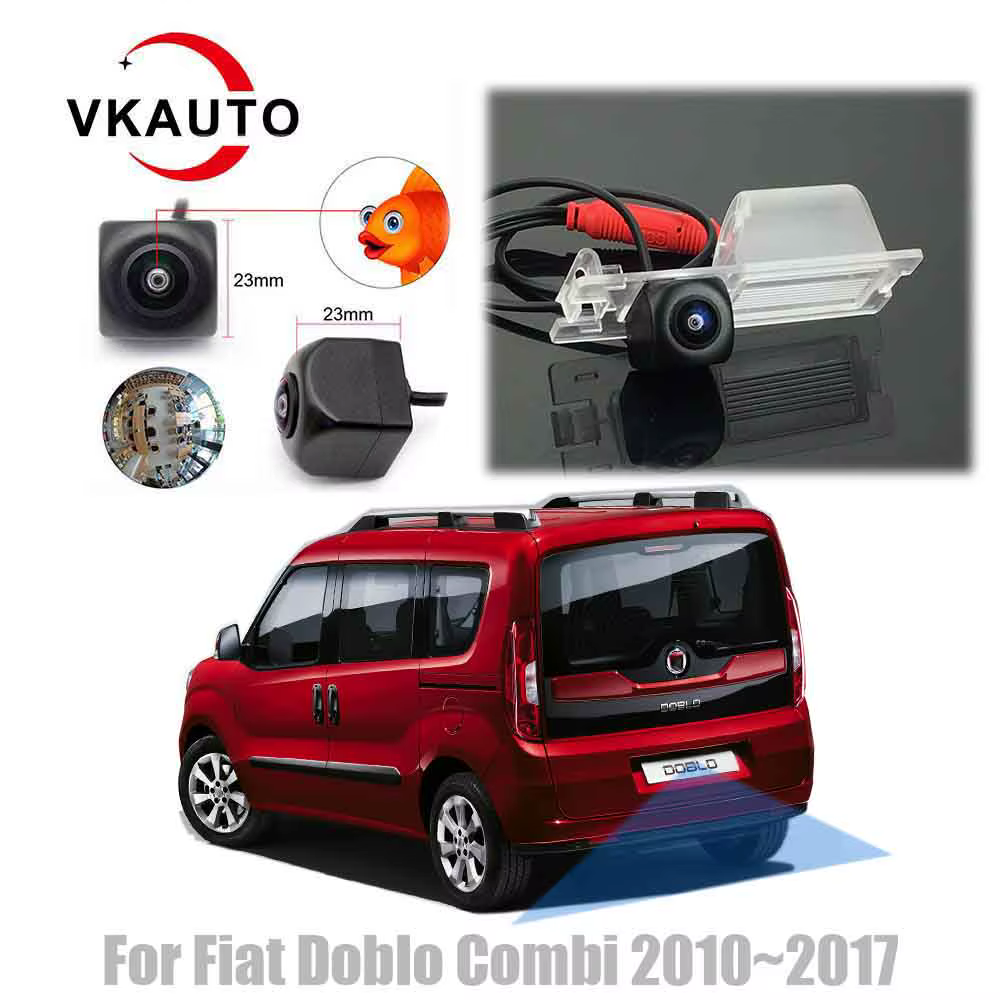 VKAUTO caméra de recul Fish Eye pour Fiat Doblo Combi EV 2010 ~ 2017 CCD HD Vision nocturne caméra d