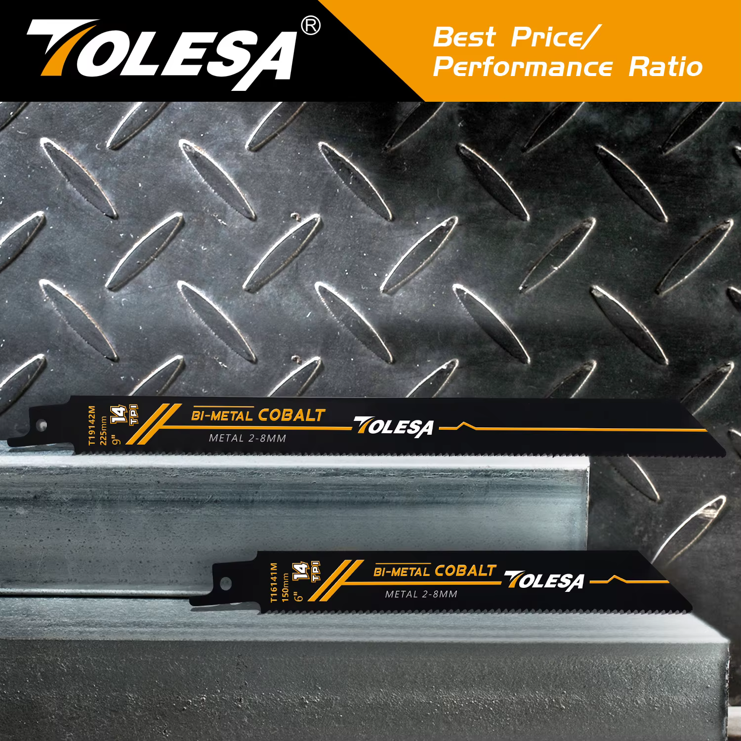 TOLESA 5 pièces lames de scie alternative pour coupe de métaux lourds 6 pouces/9 pouces 14TPI lames 