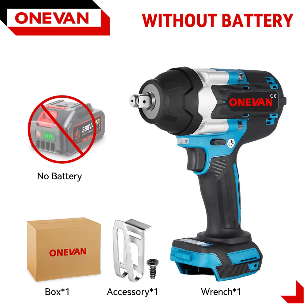 ONEVAN – clé à chocs électrique sans balais, couple 1800N.M, pour camions, clé sans fil de 1/2 pouce