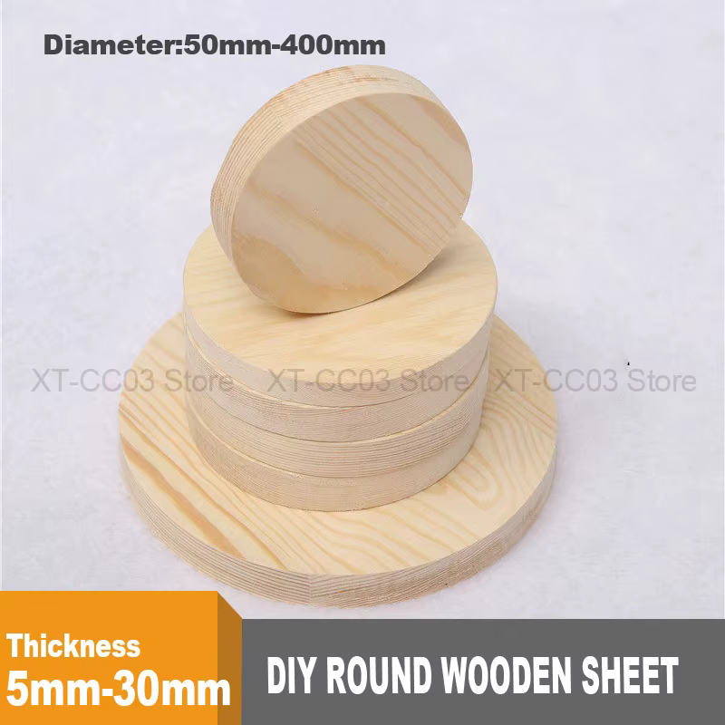 Planches rondes en bois de 50-400 mm de diamètre, épaisseur 5-30 mm, matériau pour modèles DIY, pièc