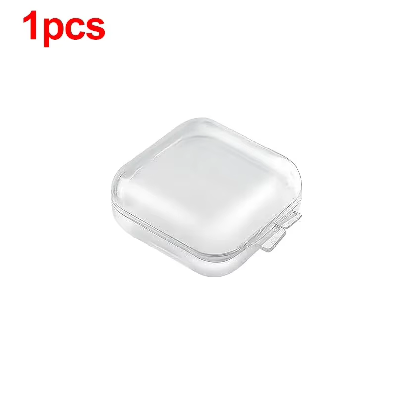 Mini boîte de rangement en plastique carré transparent, conteneur de pilules portable à rabat, porte
