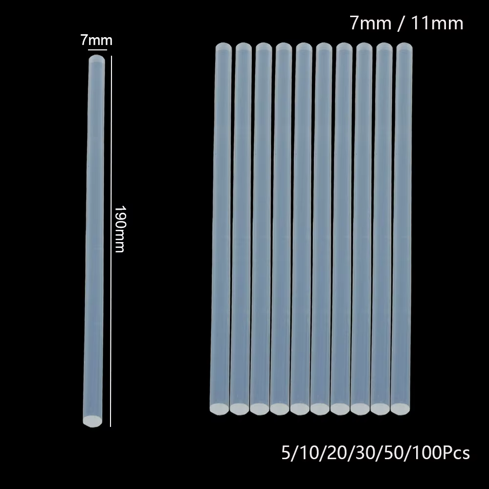 Bâtons de colle pour pistolet thermofusible Transparent, 7mm / 11mm, 5 à 100 pièces/lot, pour pistol