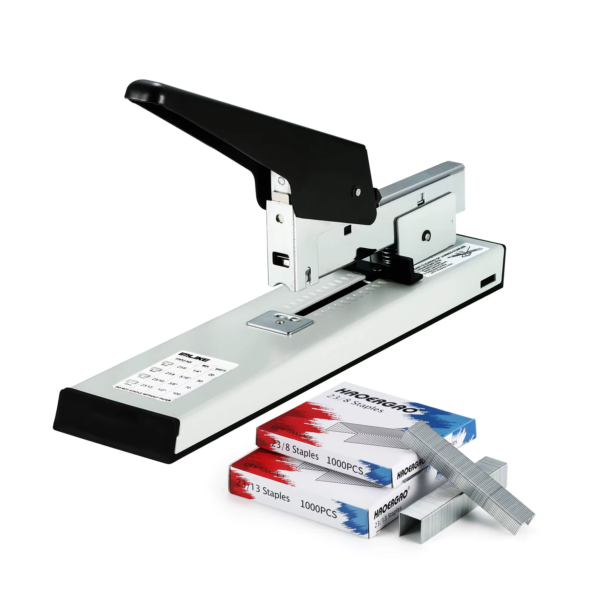 Agrafeuse robuste 100 feuilles, agrafeuse de bureau manuelle tout métal, profondeur de fixation régl