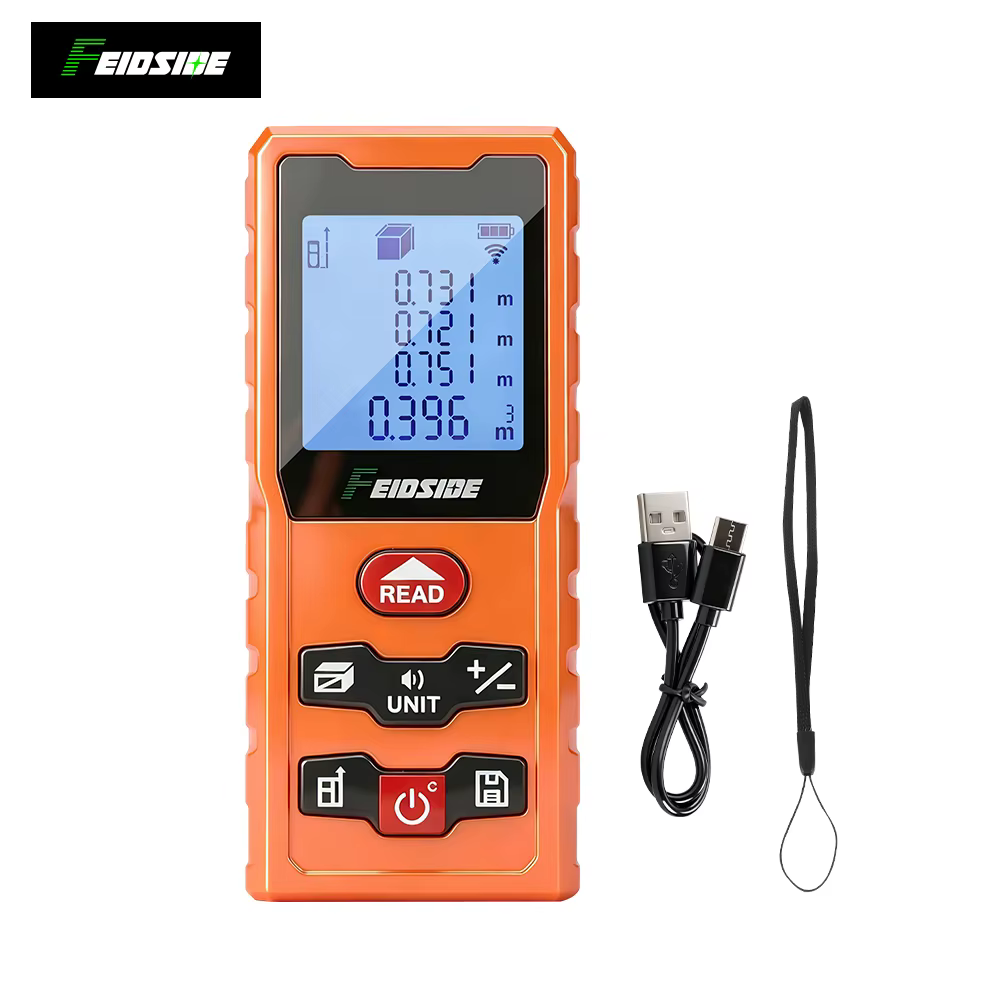 FEIDSIDE Télémètre laser 120M rechargeable Type-C, haute précision, écran LCD rétroéclairé HD, modes