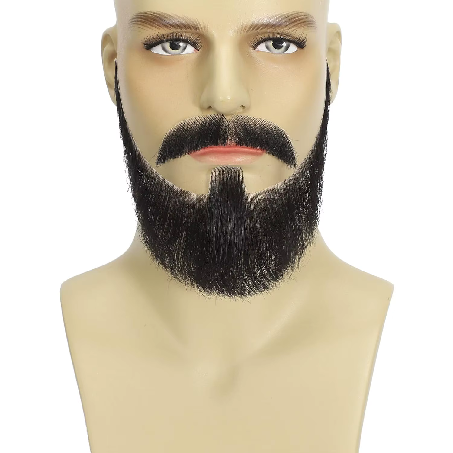 Fausse moustache faite à la main avec des cheveux humains, style barbe complète, taille plus grande,