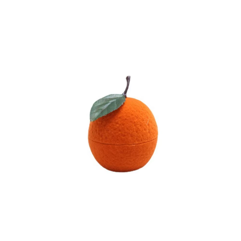 Boîte à bagues orange anti-poussière, boîte à bijoux mignonne en velours, boîte à bijoux orange tend