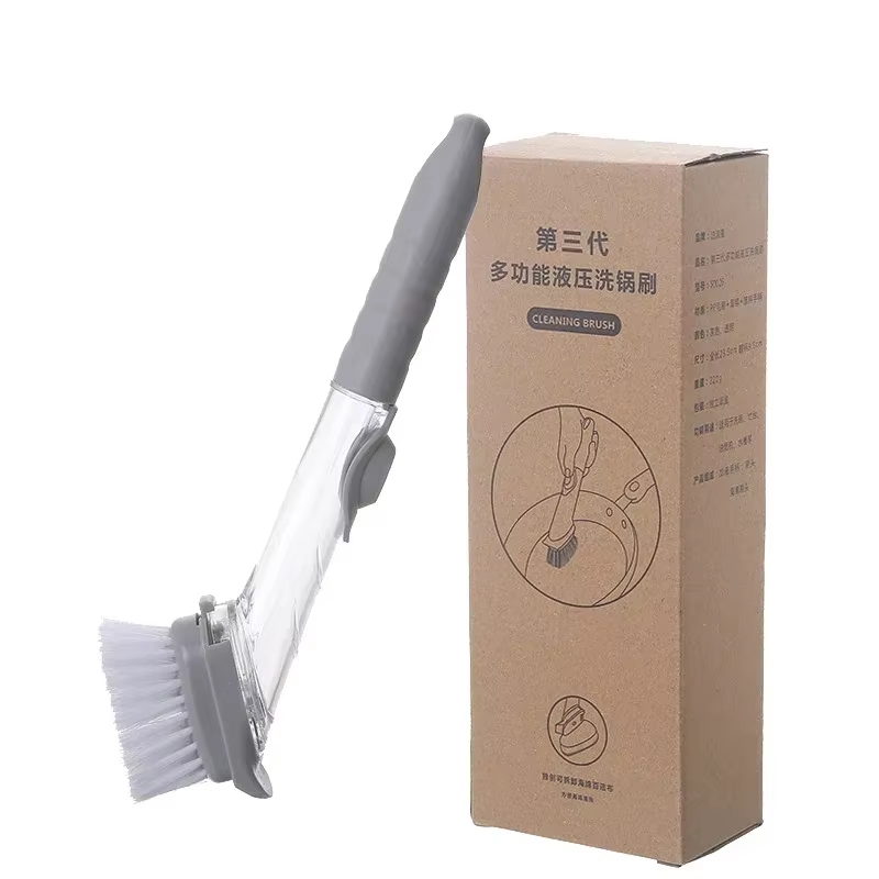Brosse à livres de cuisine 2 en 1, manche long, avec éponge perfectionnée, distributeur, outils de v