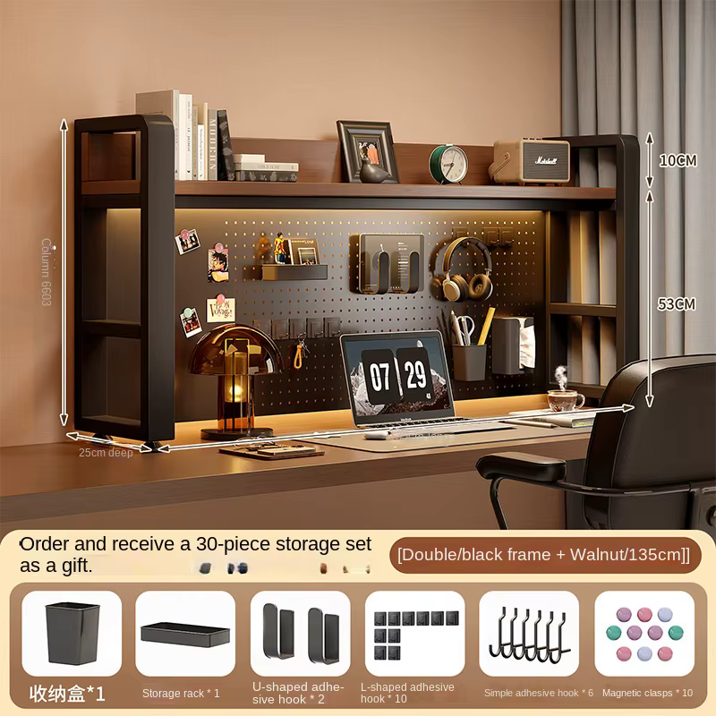 Étagère de bureau, bureau/commode à panneau perforé, étagère de rangement multi-niveaux, bibliothèqu