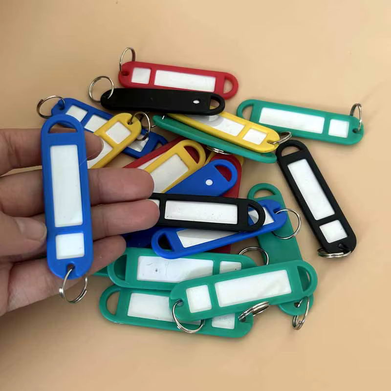 36 pièces multicolore bricolage nom anneau en plastique porte-clés ID étiquette étiquettes porte-clé