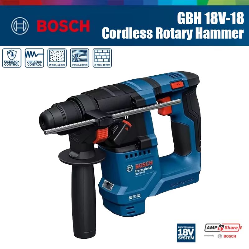 Marteau perforateur sans fil Bosch GBH 18V-18, 1,5 J, perceuse à percussion SDS PLUS, outils électri