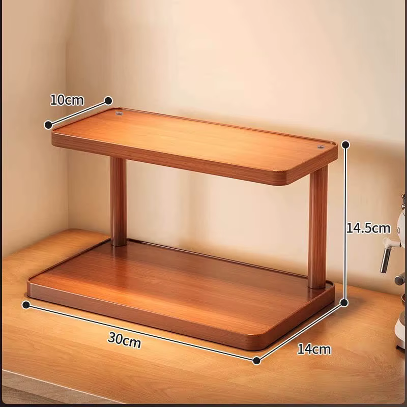 Support de rangement polyvalent en bois à 2 niveaux pour cuisine et salle de thé, organisateur de co