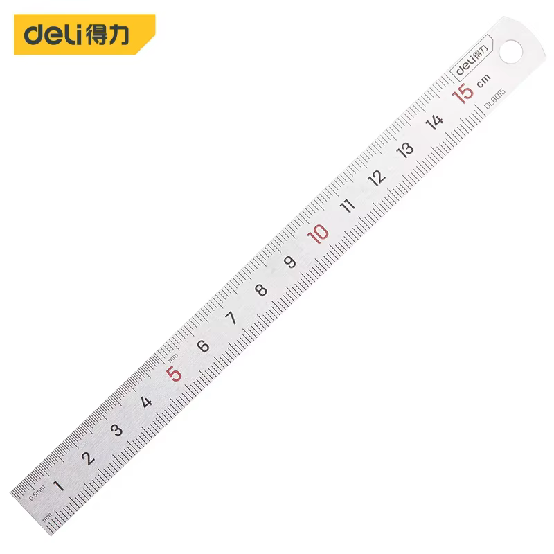 Deli-Règle droite en métal en acier inoxydable, jauges domestiques, outil de mesure de précision mul