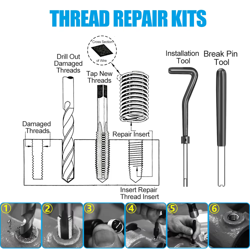 Kit de réparation de filetage XCAN M3 M4 M5 M6 M8 M10 M12 M14 Inserts de filetage de vis pour restau