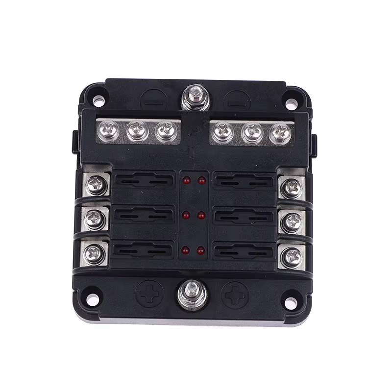 Boîte à fusibles 6/12 voies 12-24V pour voiture et bateau avec couvercle en plastique pour panneau d
