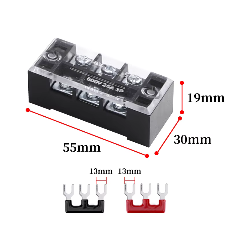 1 pièces 25A 600V double rangée bande électrique vis bornier clôture vis ruban connecteur de fil 3/4