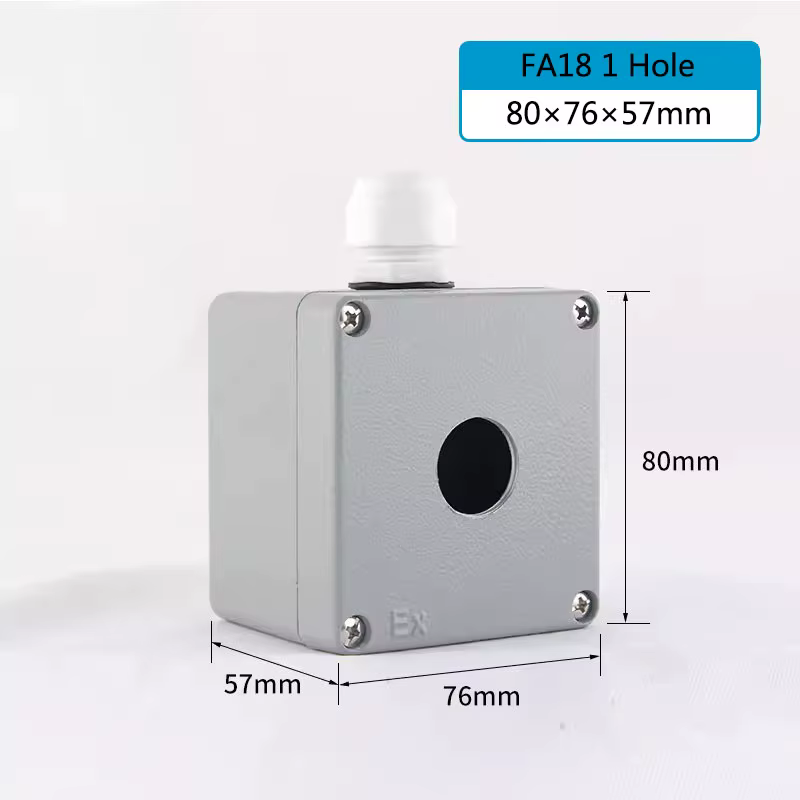 Boîtier à bouton en aluminium moulé de la série FA, FA18, avec dimensions de 80*75*60mm