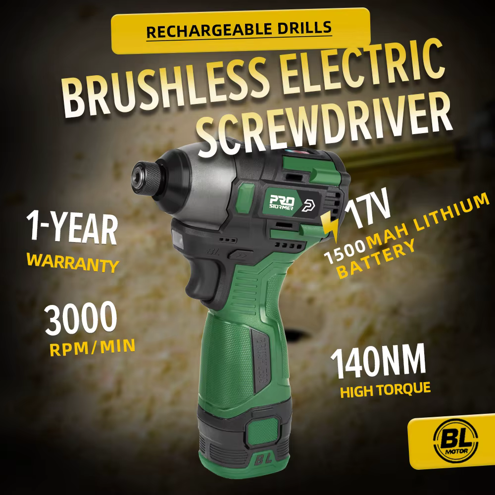 PROSTORMER – tournevis électrique sans balais 140nm, perceuse sans fil 17V, vis, batterie 1500mAh, o