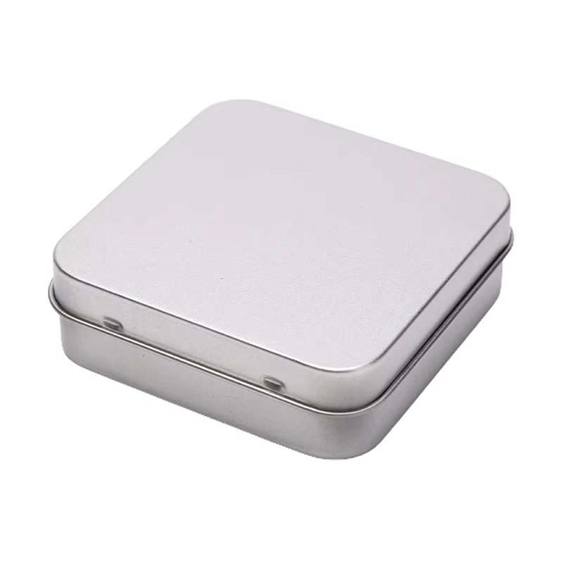 Mini petite boîte carrée en fer blanc, boîte de rangement à rabat à charnière en métal, petit Kit, é