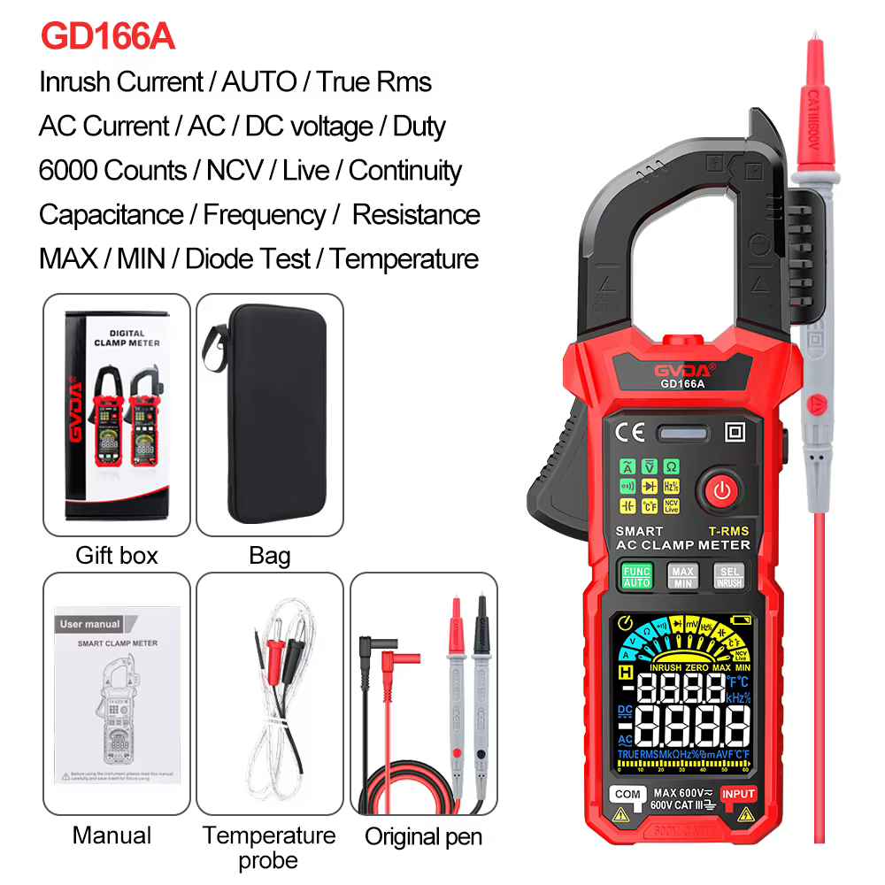 GVDA pince multimètre numérique professionnel True RMS gamme automatique NCV DC testeur de tension c
