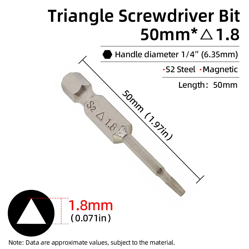 Jeu d'embouts de tournevis à tête triangulaire magnétique 1/4 "hex S2 embouts de tournevis triangula