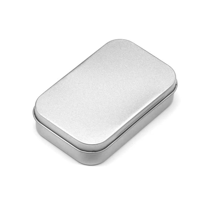 Mini boîte en fer blanc vide rectangulaire en métal, étuis à pilules de bonbons, bacs, conteneurs à 