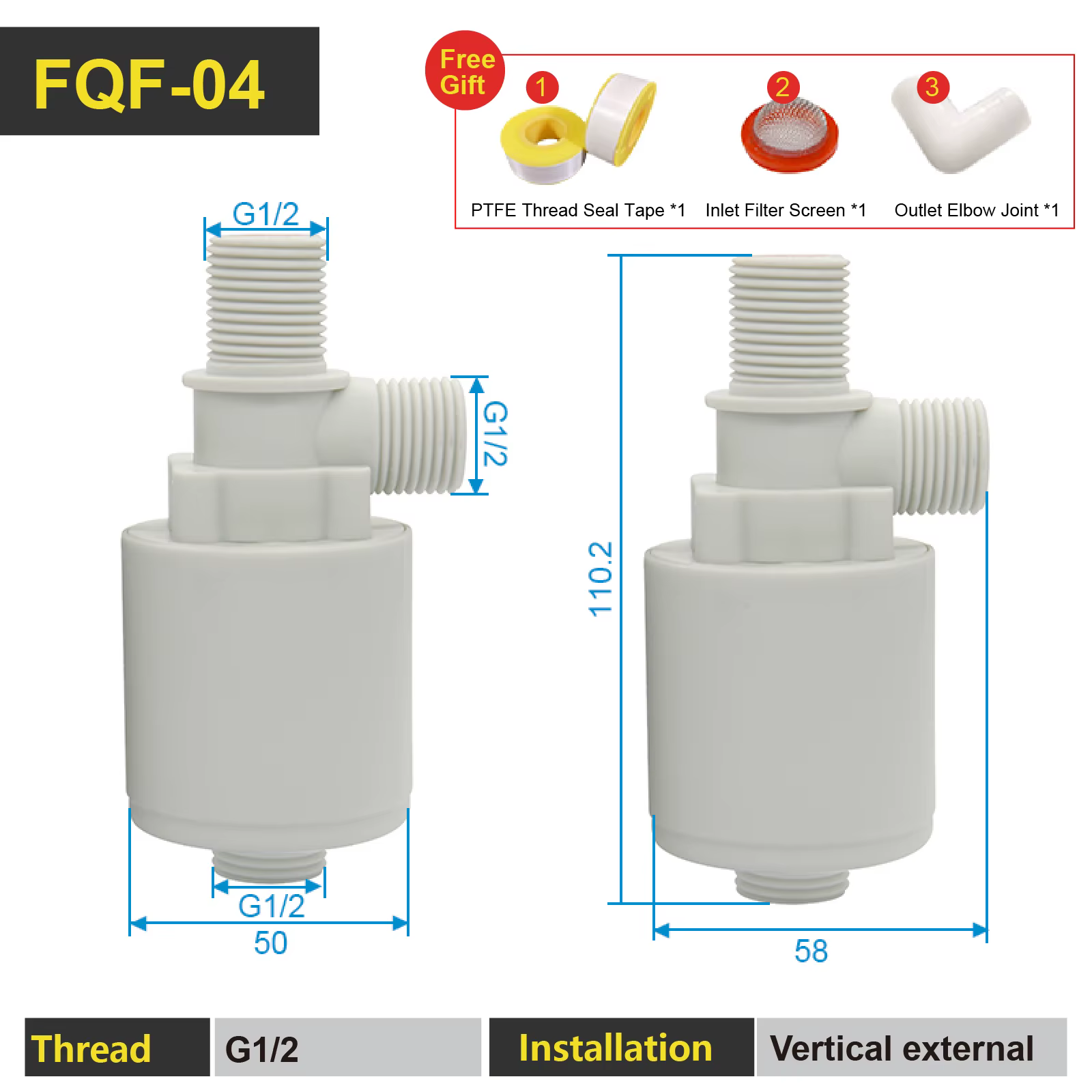 Vanne Automatique de Contrôle du Niveau d’Eau FQF Valve de Remplissage Automatique pour Réservoir et