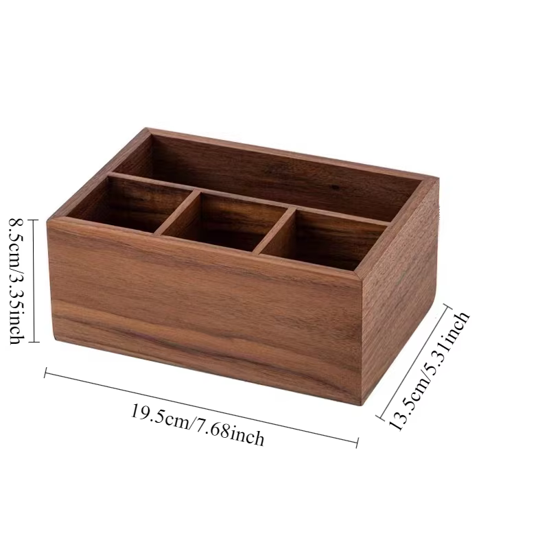 Boîte de rangement multifonctionnelle en noyer noir, bois massif, télécommande de salon, boîte de ra