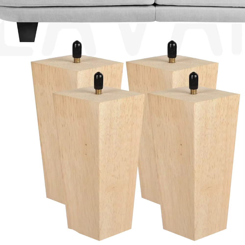 Pieds de meubles en bois massif, carrés, non finis, style mid-century modern, remplacement de pieds 