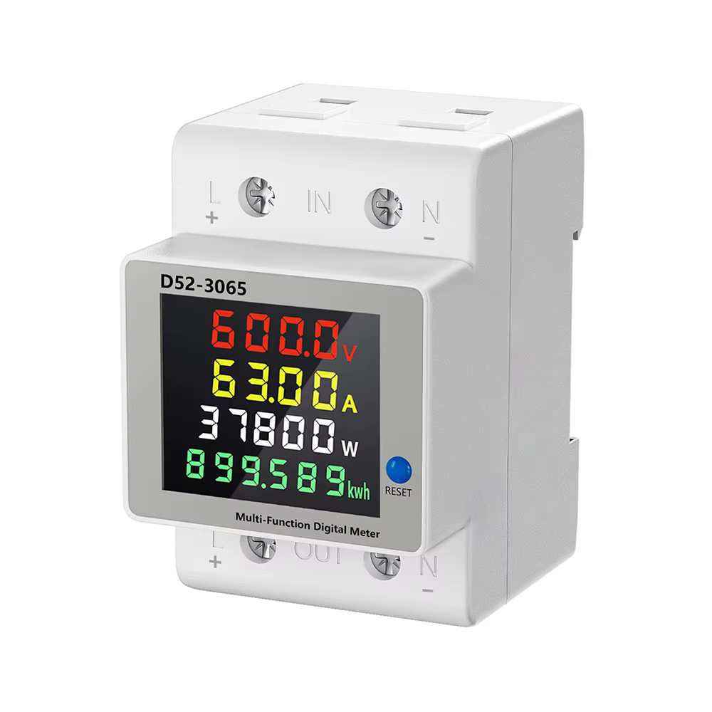 Compteur d'énergie numérique sur rail DIN, moniteur de consommation électrique, DC 14-600V 63A, volt