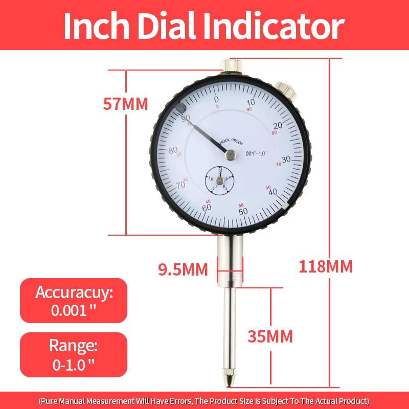 Indicateur à cadran de type horaire impérial, support de table magnétique, jauge à cadran, calcul de