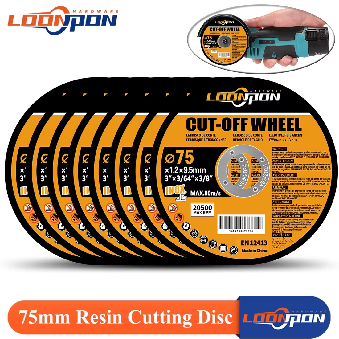 Disque de coupe en résine pour meuleuse Aglne, lame renforcée en fibre d'alésage, acier inoxydable,