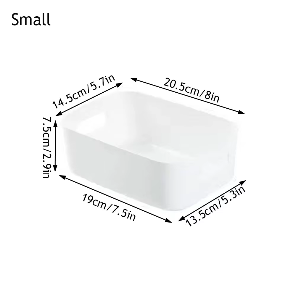 Boîte de rangement en plastique avec poignées, organiseur de bureau, panier de rangement multifoncti