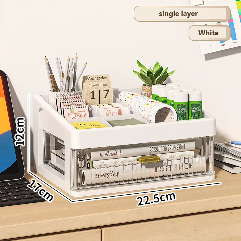 Tiroir de rangement de bureau, organisateur de papeterie Transparent, fournitures de bureau, boîte d