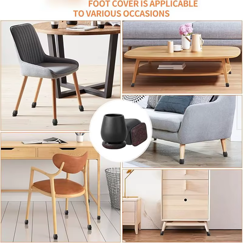 Protecteur de sol pour pieds de chaise, 8 pièces, couvre-pieds en feutre 15 °   Diagonal avec coussi
