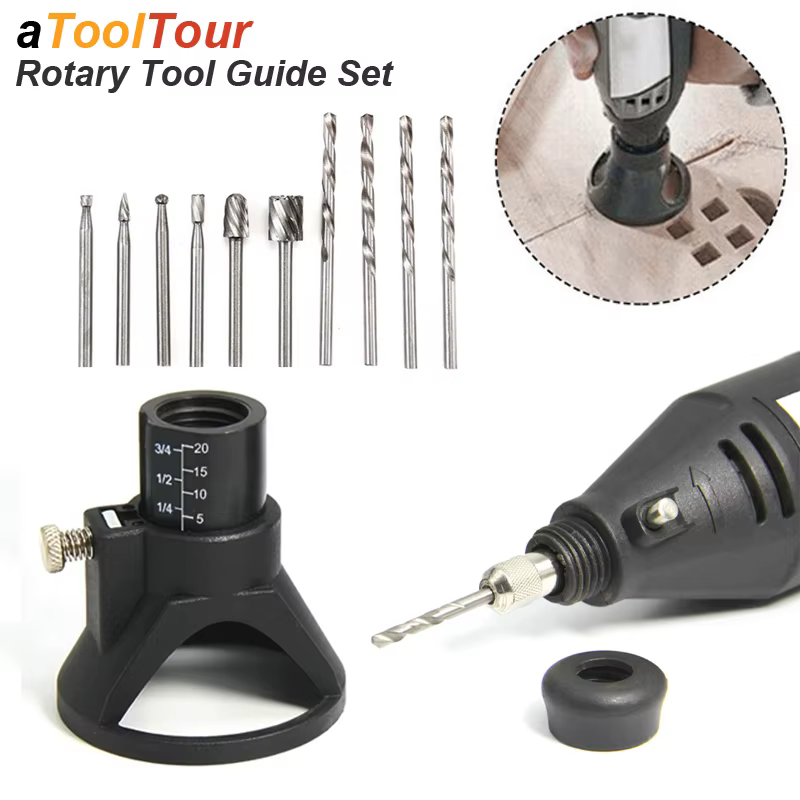 Routeur rotatif fraise Guide fixation foret hélicoïdal Kit d'outils de sculpture sur bois localisate
