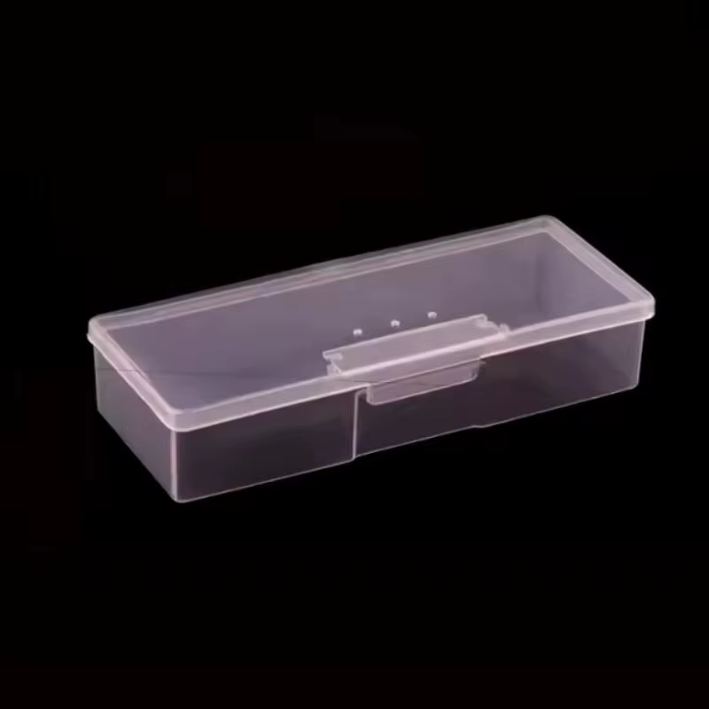 Boîte de rangement vide pour nail art, transparente, rectangulaire, en plastique, pour le rangement