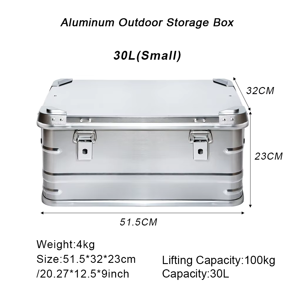 60-80L boîte de rangement extérieure Camping pique-nique voyage en alliage d'aluminium grande capaci