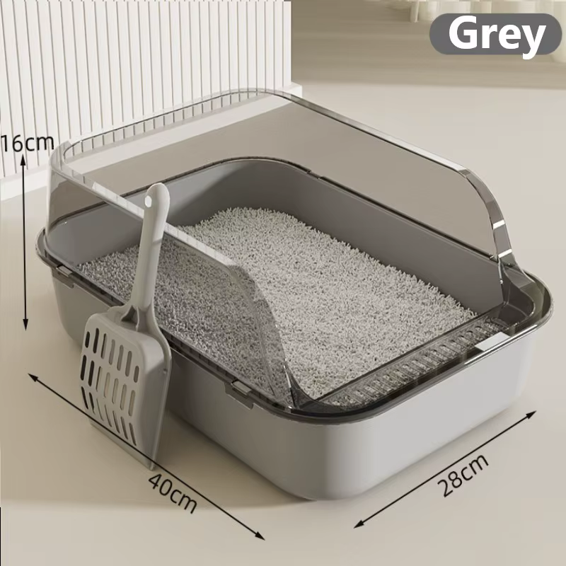 Bac à litière pour chat, bac à sable Semi-fermé, côté haut, résistant aux éclaboussures, toilettes p