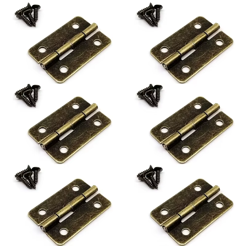 6 charnières en bois avec vis pour coffret à bijoux, coffret cadeau, coffret à vin, boîte à musique,
