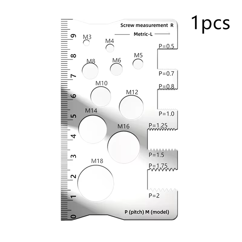 Jauge de mesure de pas de vis en acier inoxydable, outil de mesure métrique pour vis, boulons et écr