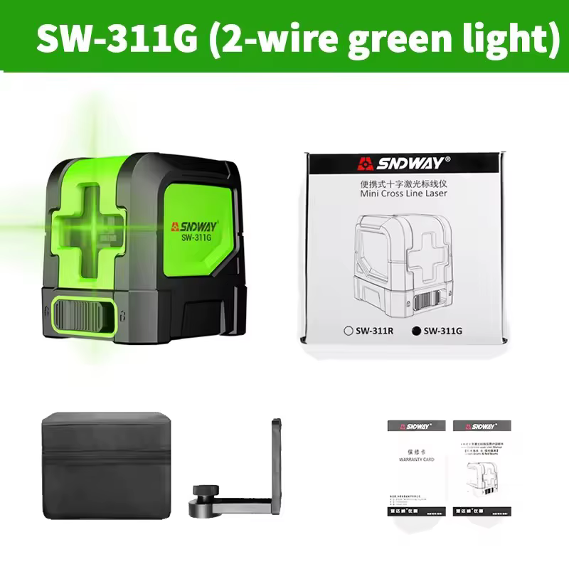 Niveau laser SNDWAY 2 lignes, rouge et vert, auto-nivelant, 360° horizontal et vertical, niveau lase