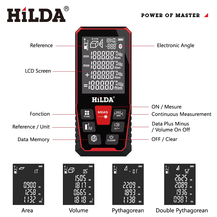 HILDA 100 M/120 M télémètre Laser télémètre détecteur de construction mesure règle Laser bande gamme