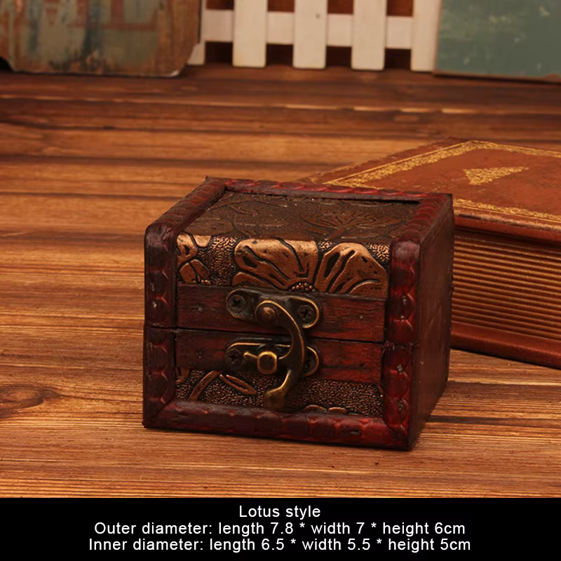 Boîte à bijoux en bois Vintage de Style chinois avec serrure, boîte d'emballage de bibelots pour bag