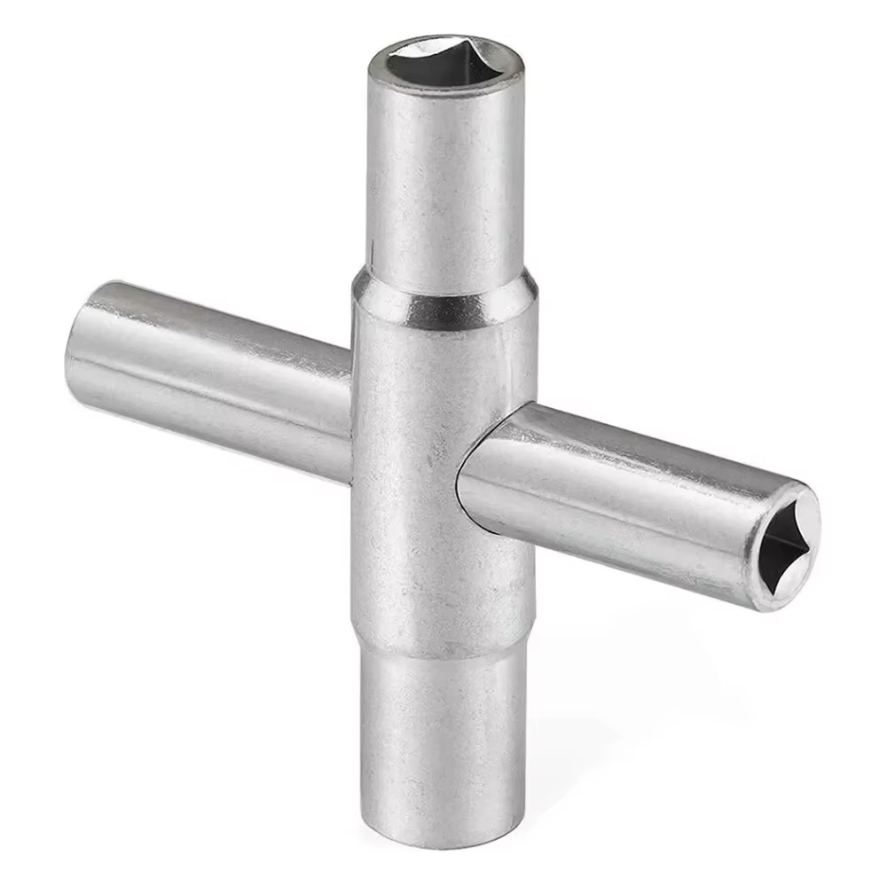 Clé multifonctionnelle 4-en-1 pour robinet, petite clé à quatre voies pratique pour l'entretien des 