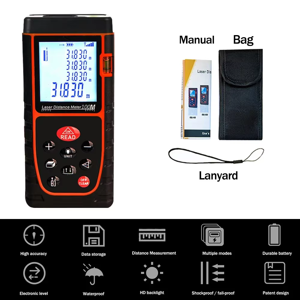 Distancemètre laser 40M 60M 80M 100M Télémètre Bande Télémètre Construire un dispositif de mesure Rè