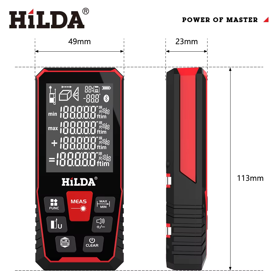 HILDA 100 M/120 M télémètre Laser télémètre détecteur de construction mesure règle Laser bande gamme