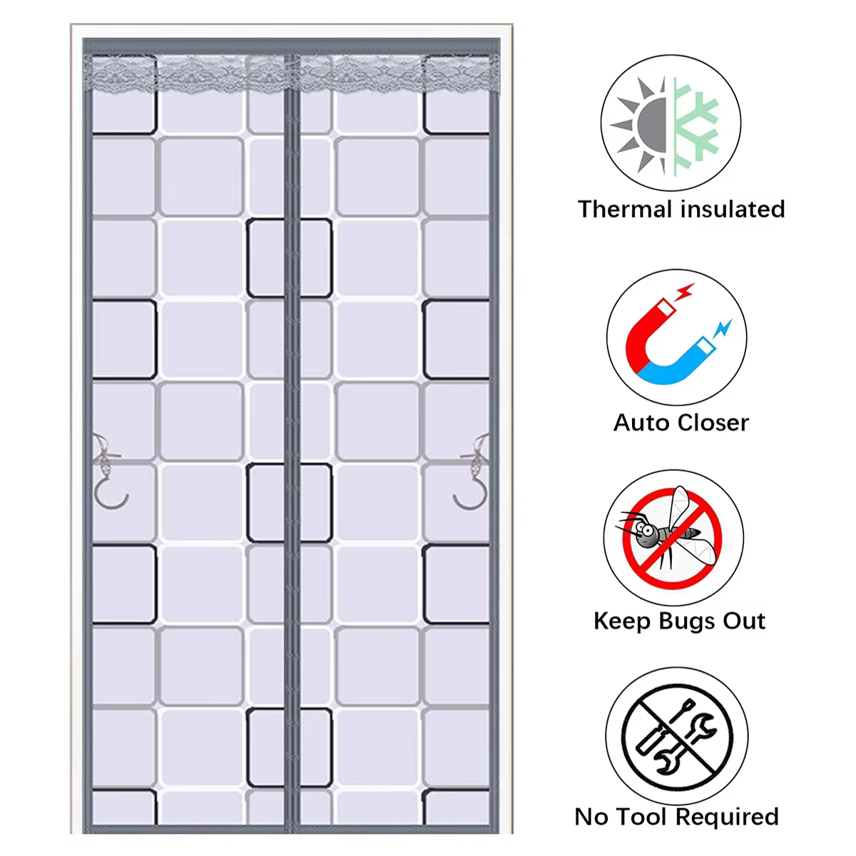 Rideau de porte magnétique, rideau de porte isolant anti-froid, adapté aux portes de pièces climatis