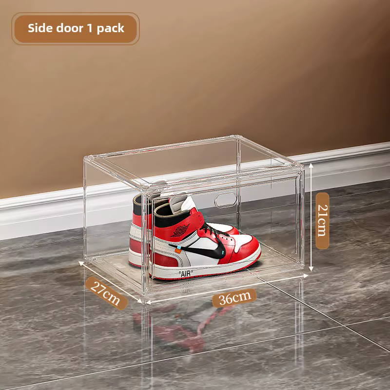 Boîte de rangement magnétique transparente empilable pour chaussures, organisateur de baskets épaiss