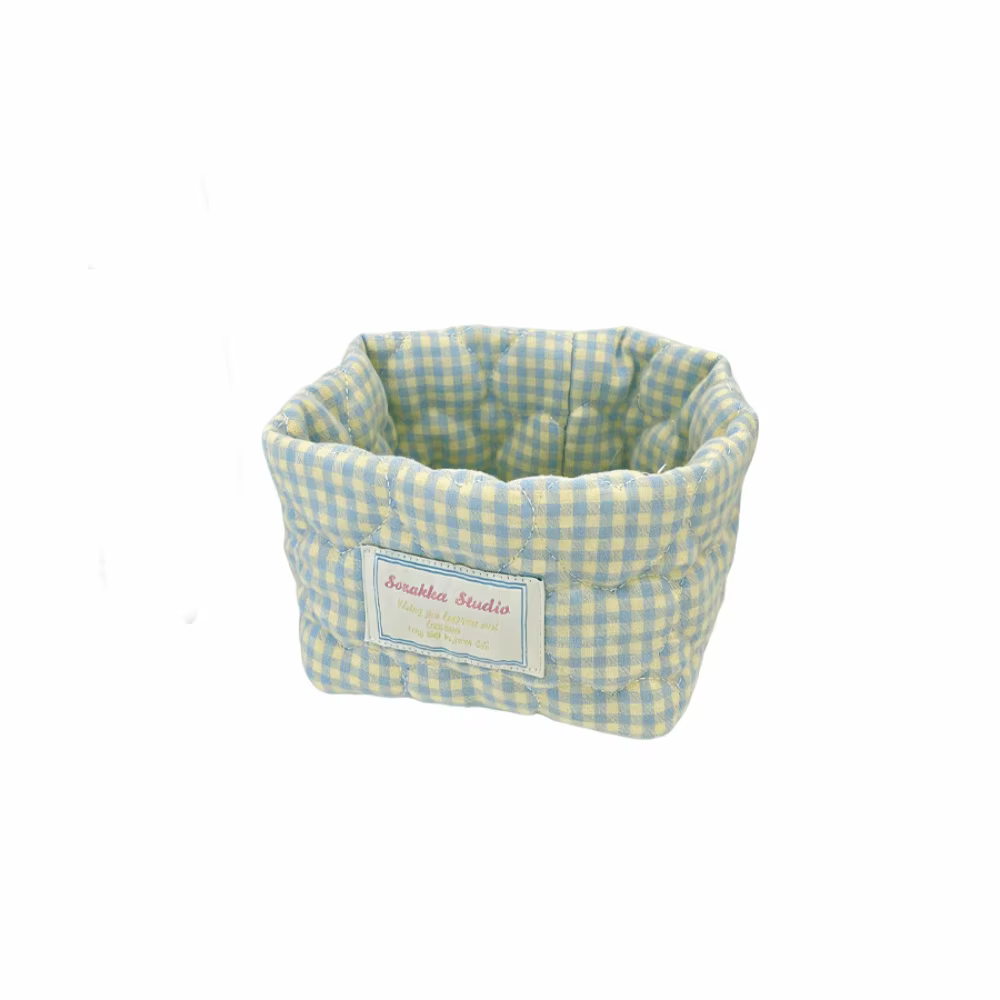 Panier de rangement en tissu à carreaux et rayures, lavable, empilable, bacs décoratifs pour la mais