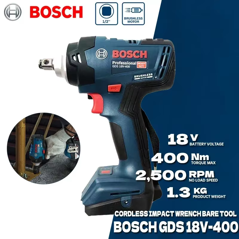 BOSCH GDS18V-400 clé à chocs sans fil outil nu 18V 400Nm clé électrique sans brosse à couple élevé o